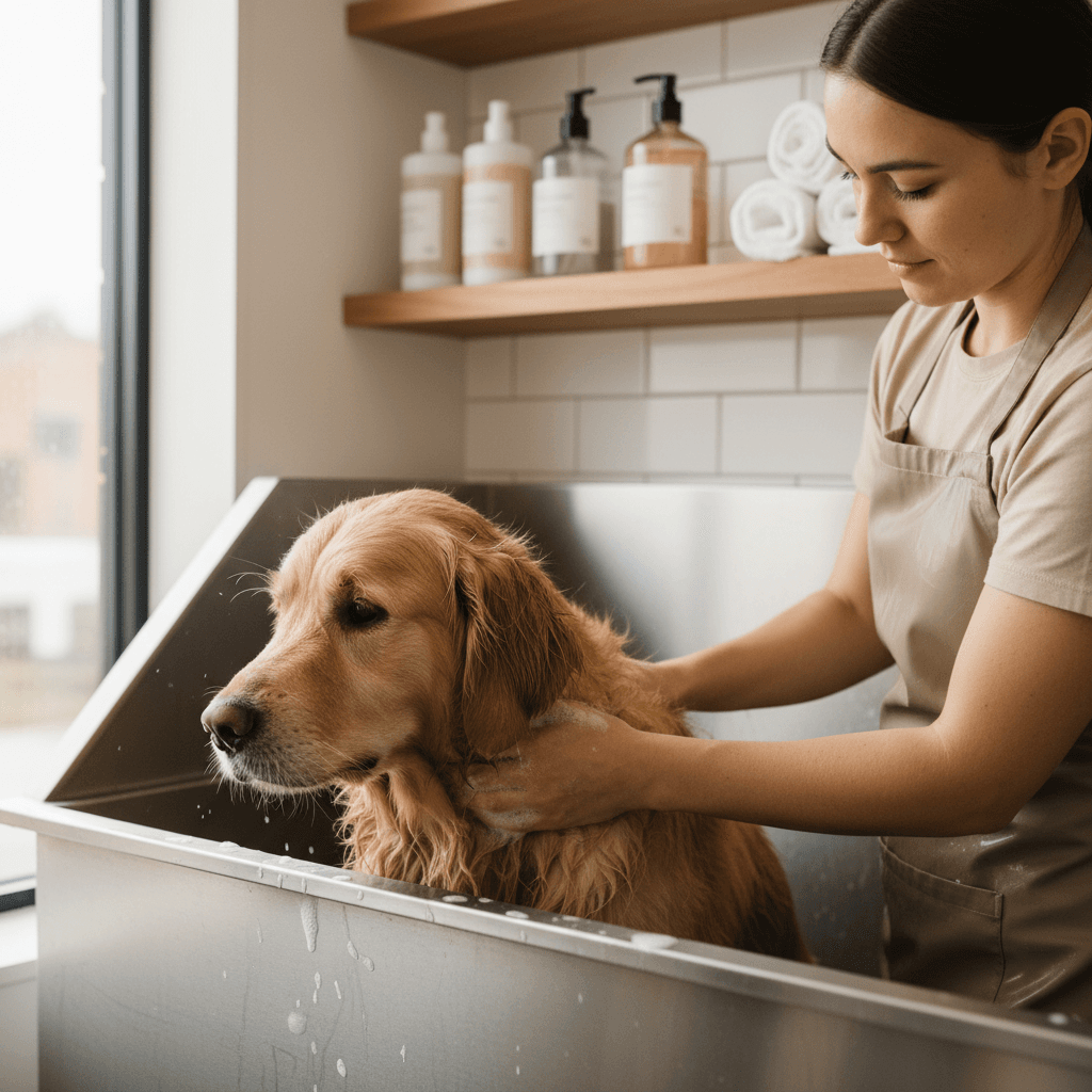 Clean and organized pet grooming station